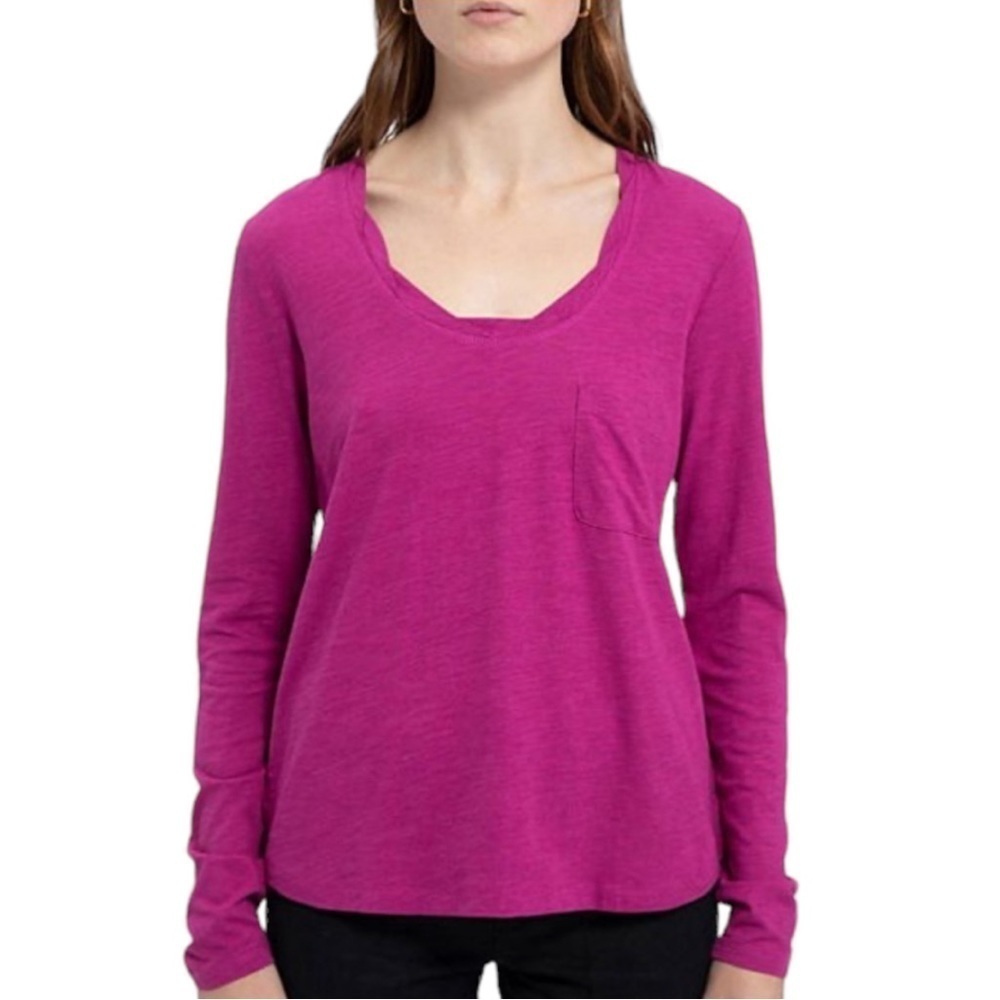 Social Standard by Sanctuary Dylan Scoop Neck Long Sleeve Tee Magenta Pi…